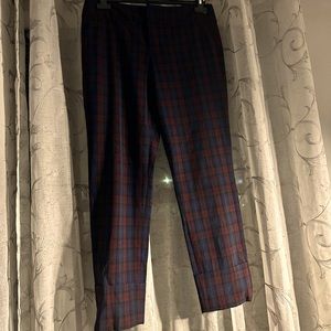 Calvin Klein Plaid Cropped Cuffed Trousers